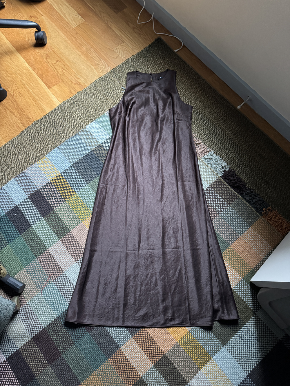 Madewell Sleeveless Satin Midi Dress Dark Carob Sz 4